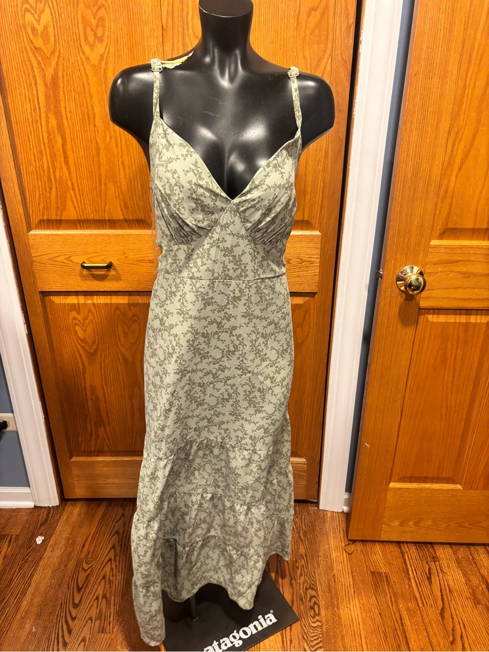 Ultra Flirt Sage Green Floral Slip Dress with Spaghetti Straps